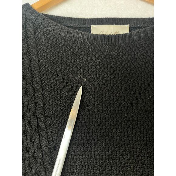 Cleobella Black Cotton Slouchy Long Sleeve Sweater sz M Boho Minimalist Ballet - Picture 5 of 8